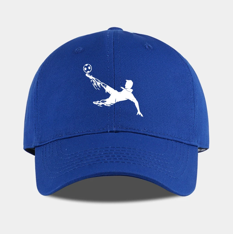 Soccer Bicycle Kick Print Baseball Cap Adjustable Unisex Football Fan Sun Hat