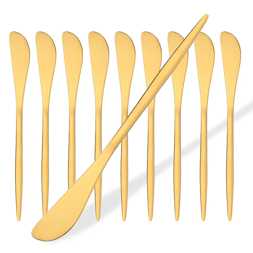 Knife Butter Tablewares Multi-purpose Stainless Steel Mirror Gold for Cut Bread Breakfast Wipe Cream Jam Cutter 10Pcs butter knife