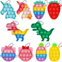 Mini llavero sensorial para niños y adultos, juguete inquieto para empujar burbujas, alivio del estrés, juguetes de mano para envolver antiansiedad, hoyuelos simples