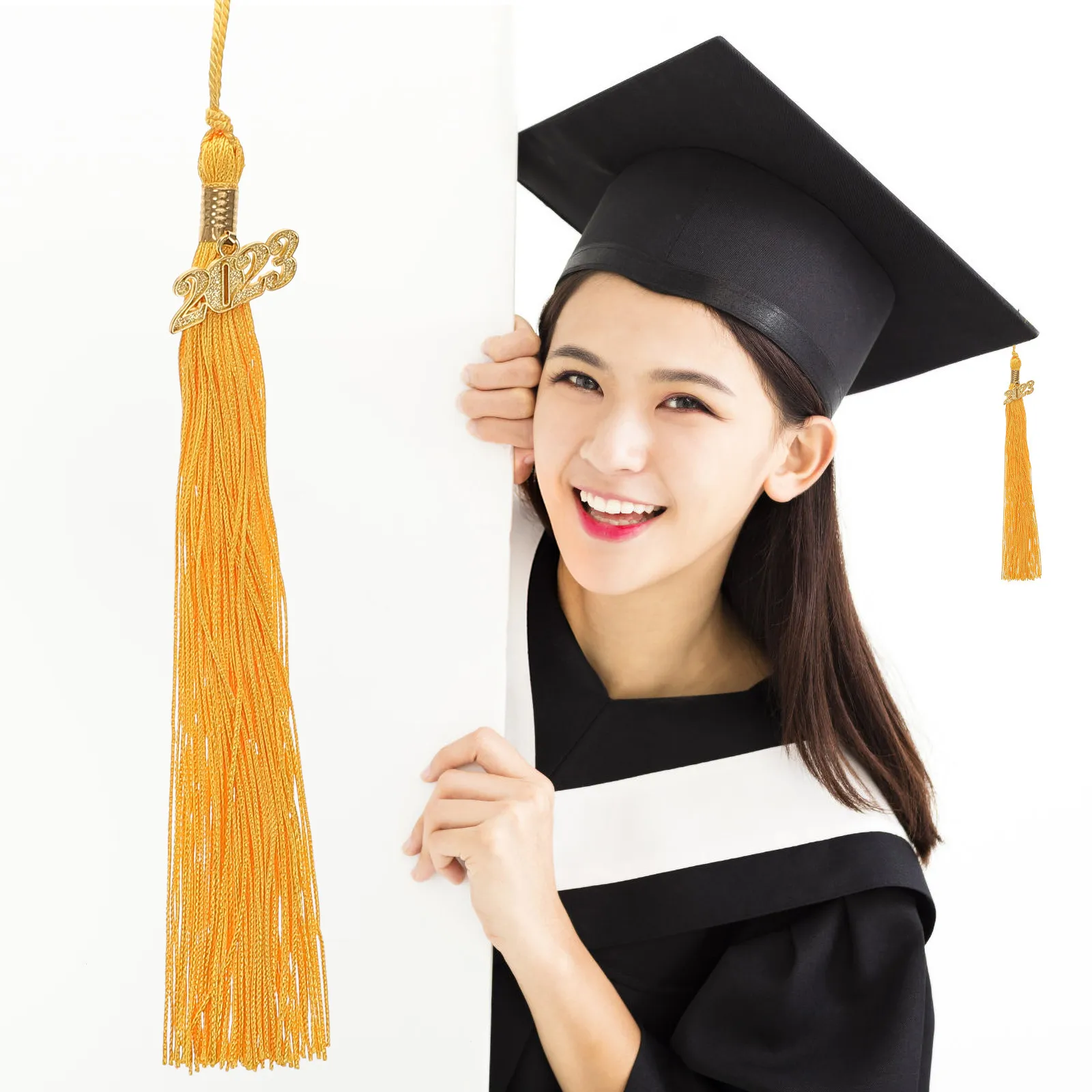 6개 폴리에스터 금속 졸업 태슬 2023년 라벨 태슬 의사 모자 졸업 모자 액세서리 태슬 프린지