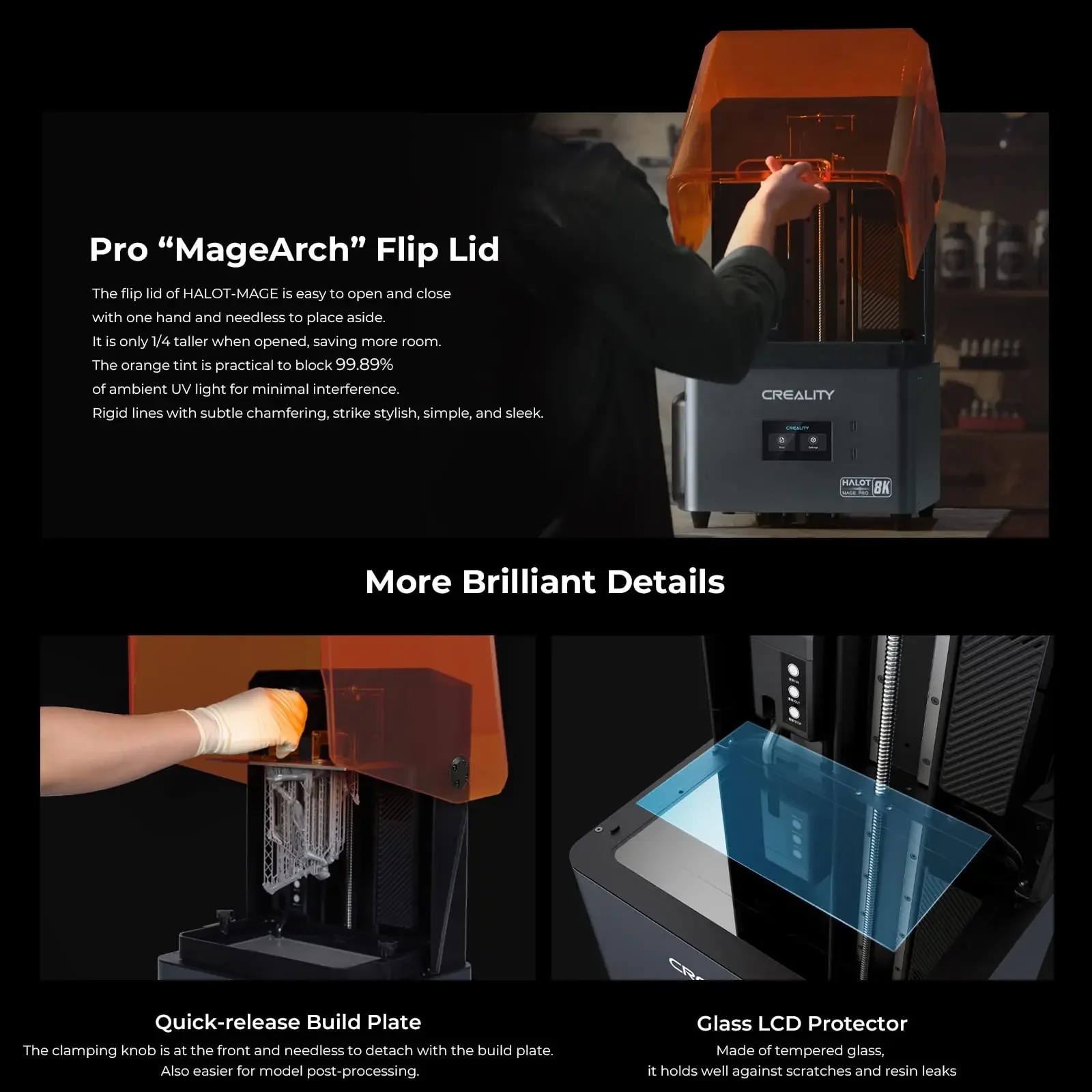 CREALITY HALOT-MAGE PRO /HALOT-MAGE 레진 3D 프린터 속도, 8K 10.3 인치 LCD 스크린, 고정밀 4.3 인치 터치 스크린, Z축 듀얼 레일