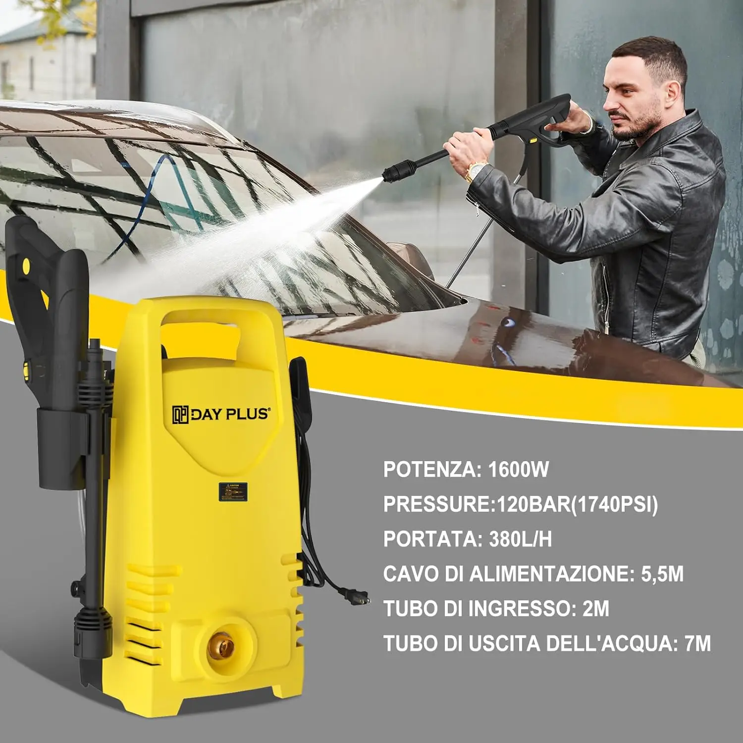 Home& Garden High Pressure Washer,3-IN-1 Power Jet Nozzle,High Power Portable Electric Jet Washer for Patio Car Driveway &Garden 6