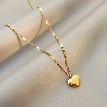 New Cross-border Couple Cavicle Chain Geometric Heart-shaped Light Luxury Temperament Simple Sweet Love Pendant Necklace Jewelry 2