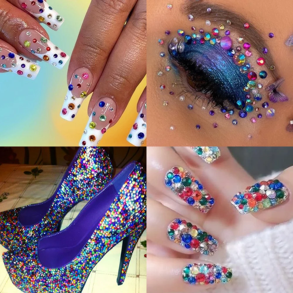 1 Box Aurora Mix Größen SS6-SS20 Glas Non-Hotfix Strass Flachback-Kristallsteine Glitzer Nageldiamanten für DIY-Kleidung – Detail 7