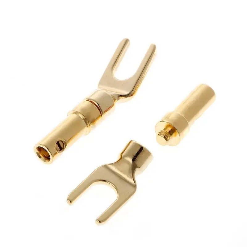31BA 8 Stück vergoldete Y-Spaten-Lautsprecherstecker aus Messing oder Schraubgabel-Stecker-Adapter – Detail 9