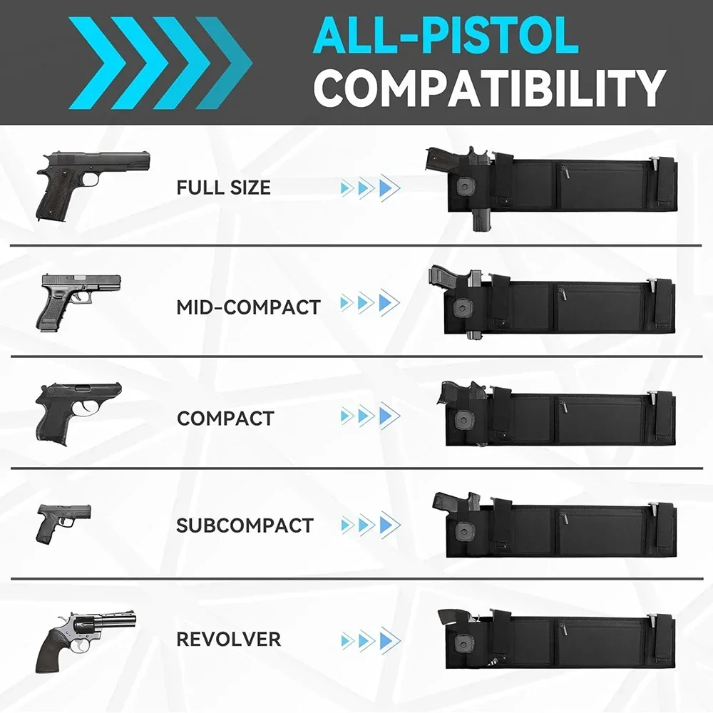 Hunting holster hidden belly pocket carry belt mounted magazine pouch right hand Glock 19, 17, 42