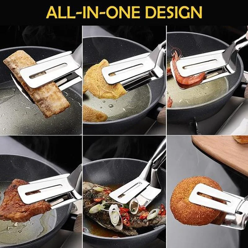 Steak Frying Shovel Spatula Turner Barbecue Tools Stainless Steel Double-Sided Shovel Clip Barbecue Clamp Kitchen Steak Shovel Fish Clamp Bread Meat