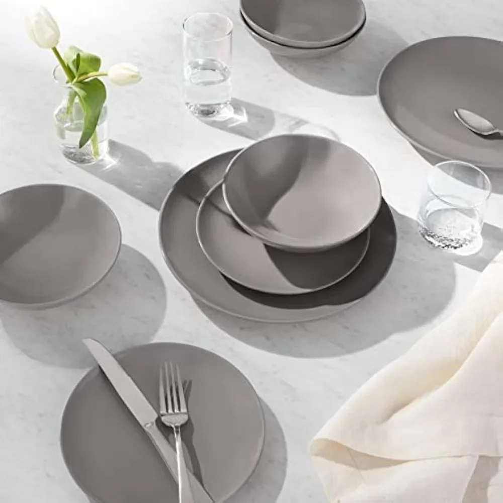 

18-Piece Stoneware Dinnerware Set - Smokey Grey, Service for 6