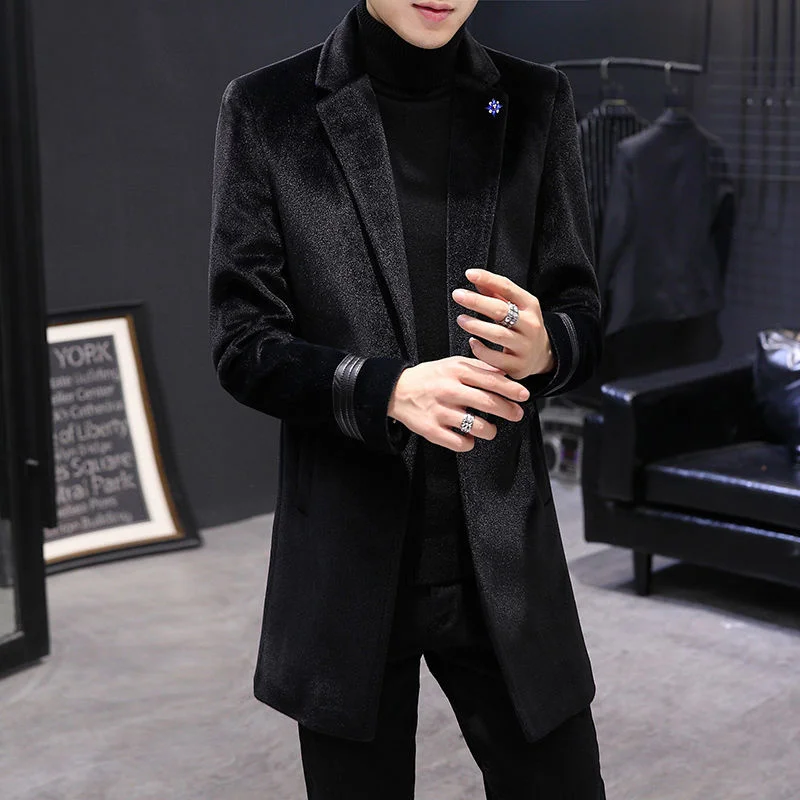 

British Style Thick Warm Jackets Men Clothing Fashion Casual Coats Windbreaker Autumn Winter For Mens Long Slim Woolen Coat