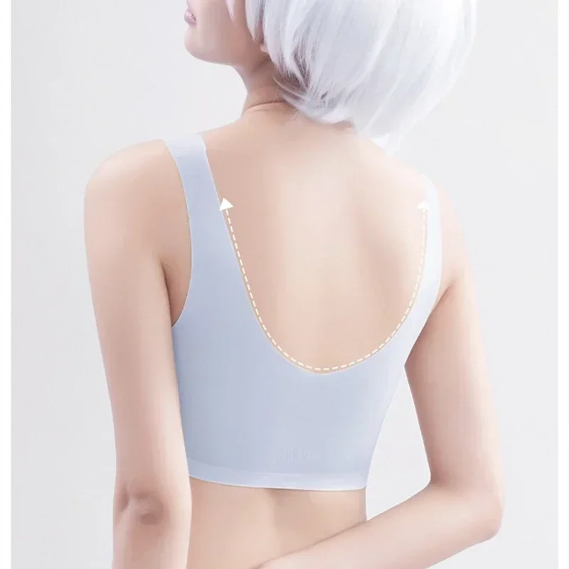 Cool Seamless Underwear For Women Ultra-thin Push-up Semi-fixed Cup No Rims Vest-style Bra For Women With Beautiful Backs 4