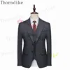 Thorndike 2023 Classic Glen Plaid 3 Piece Vintage Men Suits Winter Jacket Vest Pants Tailor-Made Business Office Wedding 2