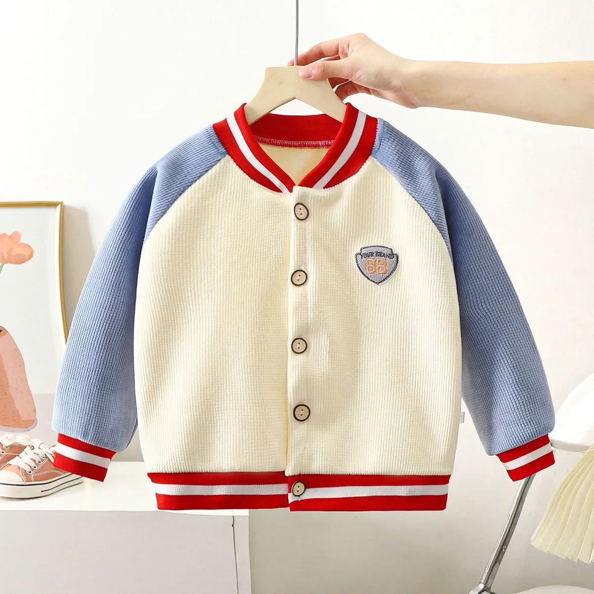 thumbnail image 1 of Spring Autumn Children Jacket Coat Outdoor Fleece Kids Cardigan Coats New Windproof Baseball Jackets Coat Tops for Kids Clothing, 1 of 6