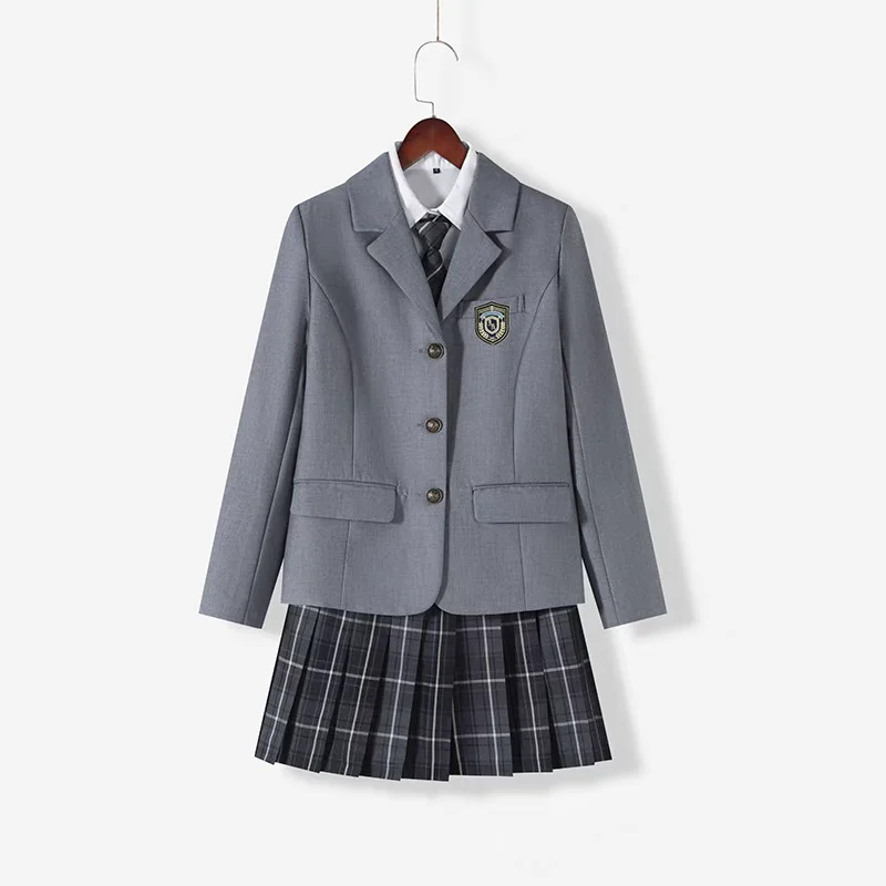 Japanese School Uniforms Girl Autumn&Winter Long Blazer Sets Pleated Skirt JK Sailor Tie Anime Cos Costumes Women