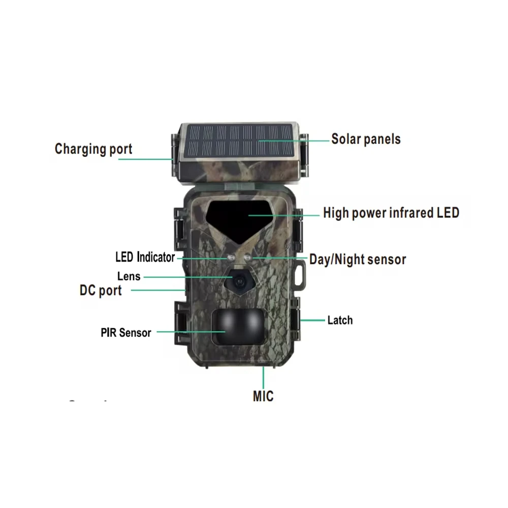 Hunting Trail Camera Solar Hunting Trail Camera Mini700 24MP/1080P HD Infrared Night Vision Wildlife Observation Cam Charging Surveillance Traps Phot