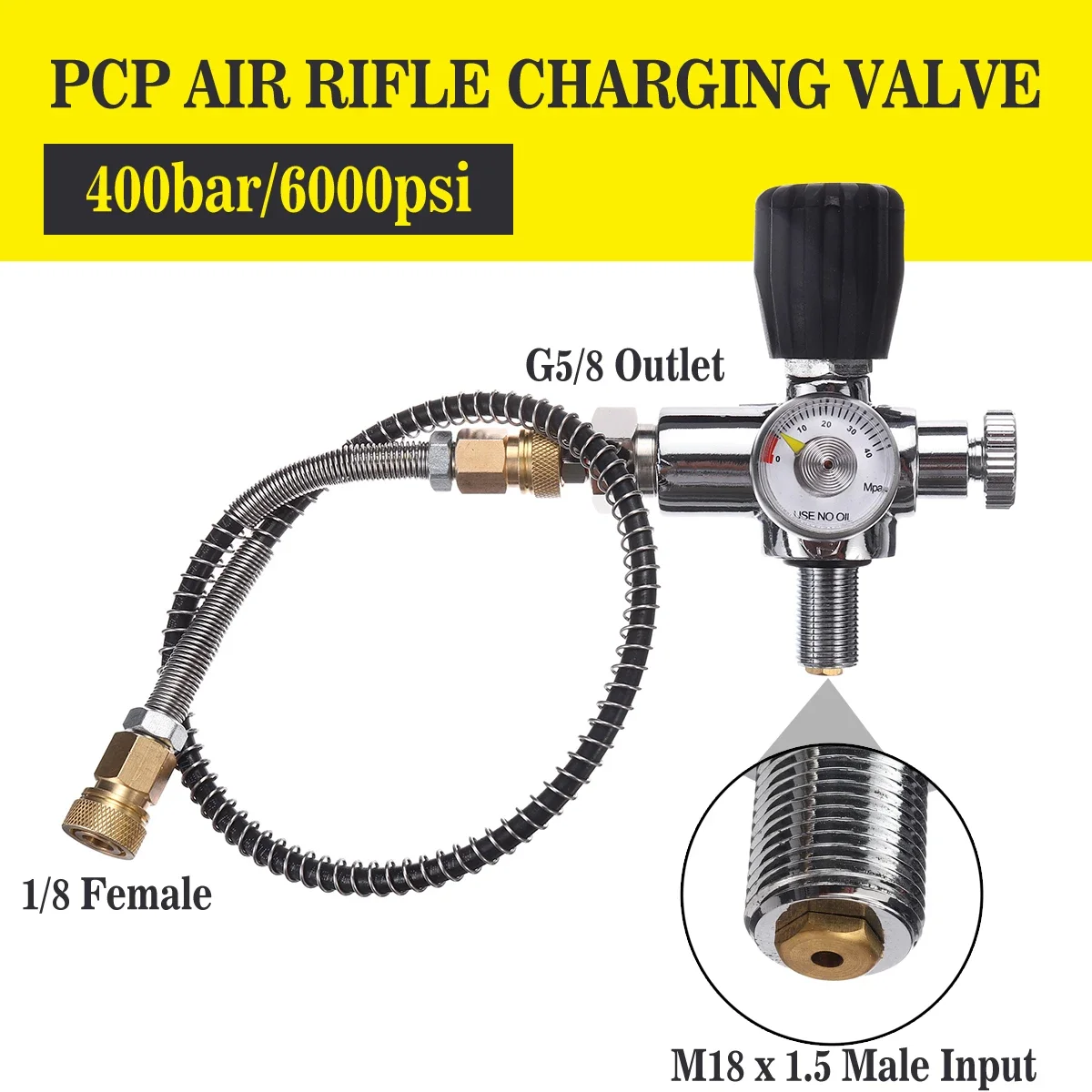 

6000psi PCP Air Rifles Charging Valve Adapter Air Filling Station Refill Adaptor M18x1.5