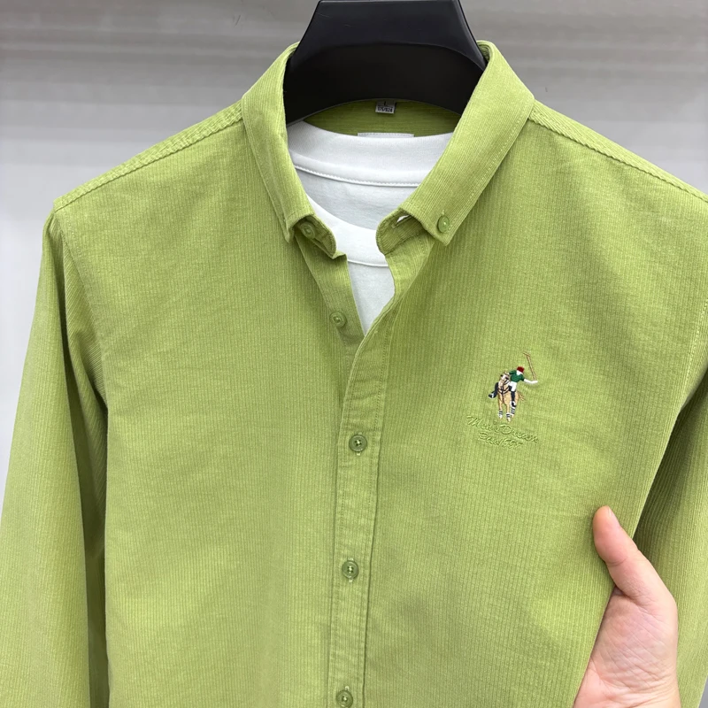 Spring and Autumn New 100% Cotton Long Sleeve Shirt for Men's Business, Leisure, Skin Friendly, Comfortable Collar Shirt Coat