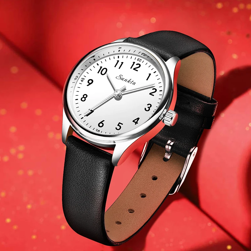 New Fashion LIGE Sunkta Leisure Elegant Leather Quartz Watches for Women Retro Simple Ladies Luxury Waterproof Woman Wristwatch 2