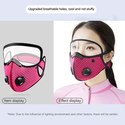 Enhanced Cycling Face Mask with Filter Goggles - Washable & Reusable Sport Facemask with Activated Carbon Filters (Pink)