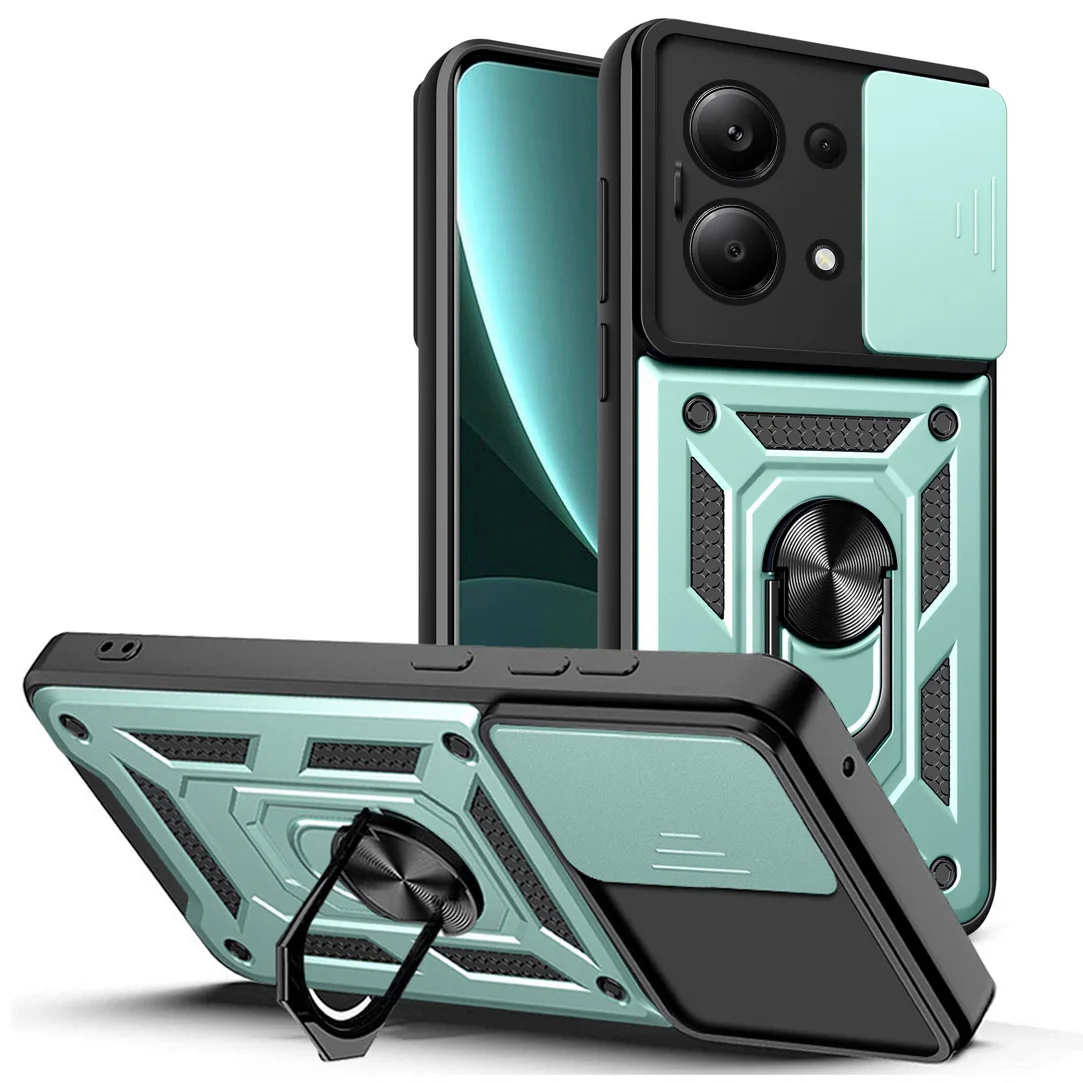 thumbnail image 1 of Camera protect case for Xiaomi Redmi Note 13 Pro 4G 13 12S 12 Pro + 11E 11 Pro 11S 11T 10 Pro 10S 9T 9 8 Armor Hybrid Ring Cover, 1 of 5