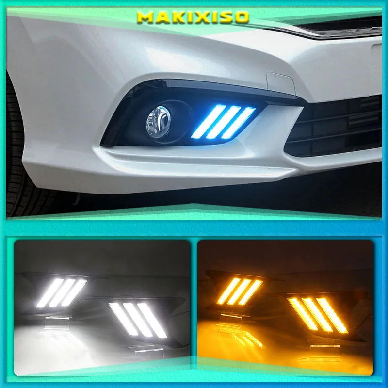 

2pcs LED Daytime Driving Running Light DRL Car Fog Lamp 6000K White Turn Yellow Turn Blue Light For Honda ENVIX 2019