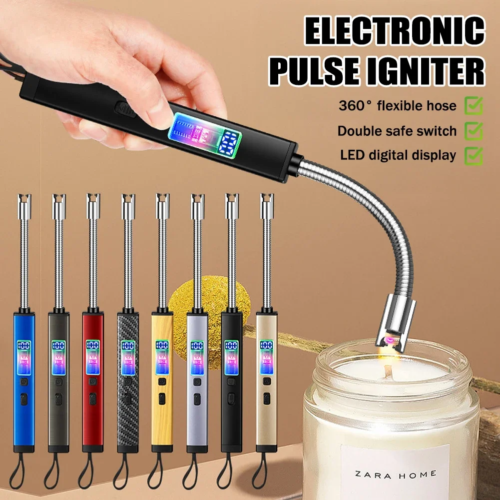 Cigarette Lighter Electric Arc Igniter Outdoor Lighter Kitchen USB Rechargeable Portable Electronic Lighter Safety Lock Ecofriendly for Candles Gas Stoves