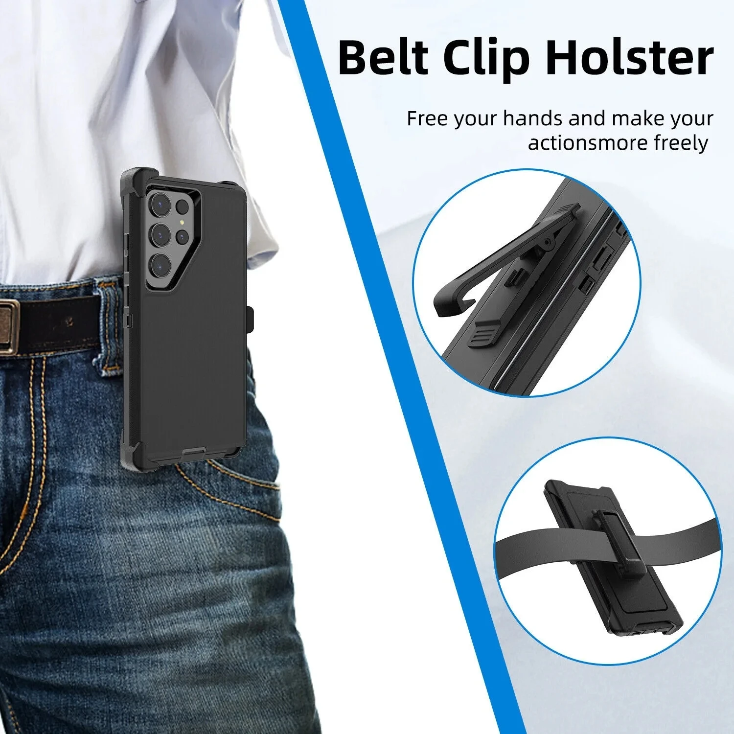Heavy-Duty Shockproof Armor Phone Case with Belt Clip, 3-in-1 Design