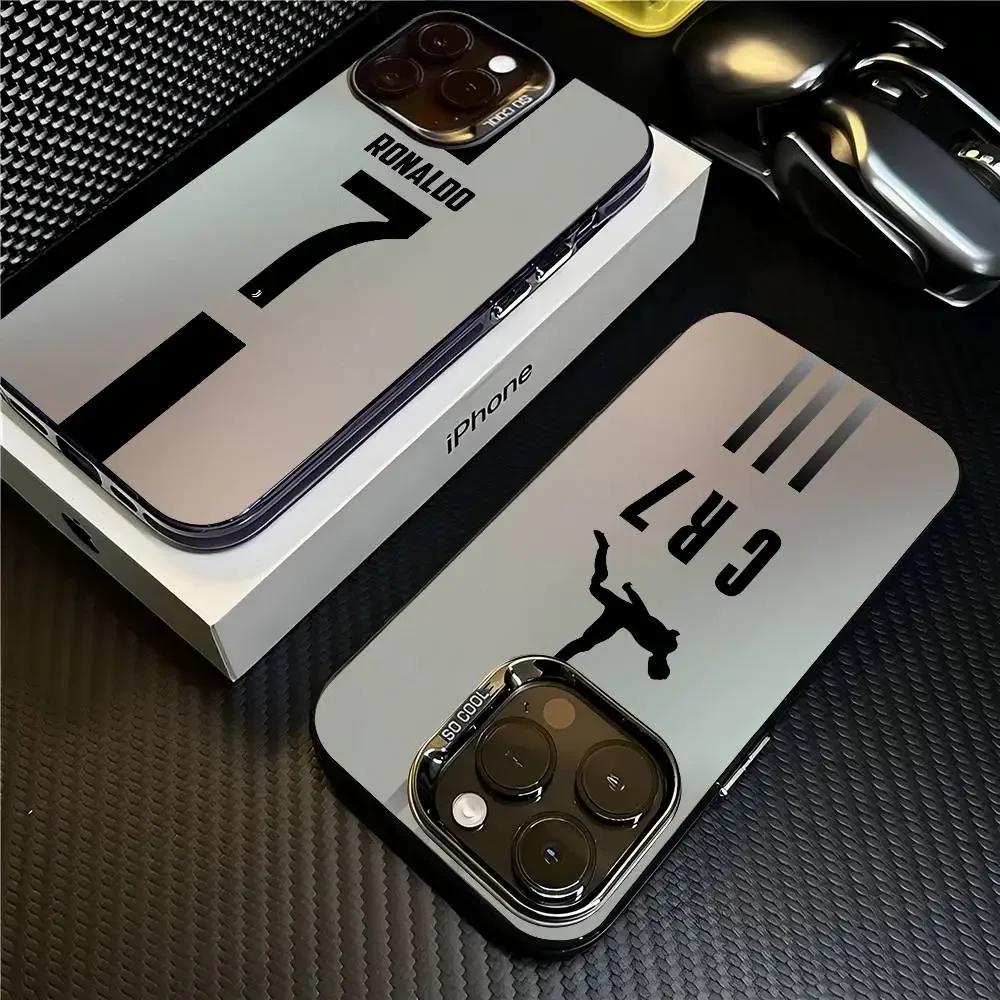 Funda de teléfono con estrella de fútbol para iPhone mini Pro Max X XR XSMAX 8 7 Plus, funda anticaída mate-cristiano Ronaldo 7