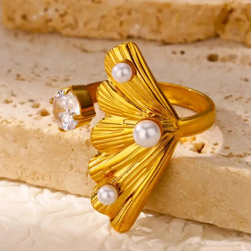 Stainless Steel Fishtail Rings For Women Gold Color Opening