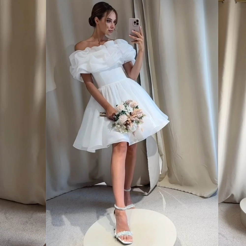 Customized Organza Pleat Homecoming A-line Boat Neck Bespoke Occasion Gown  Knee Length Dresses - AliExpress 320
