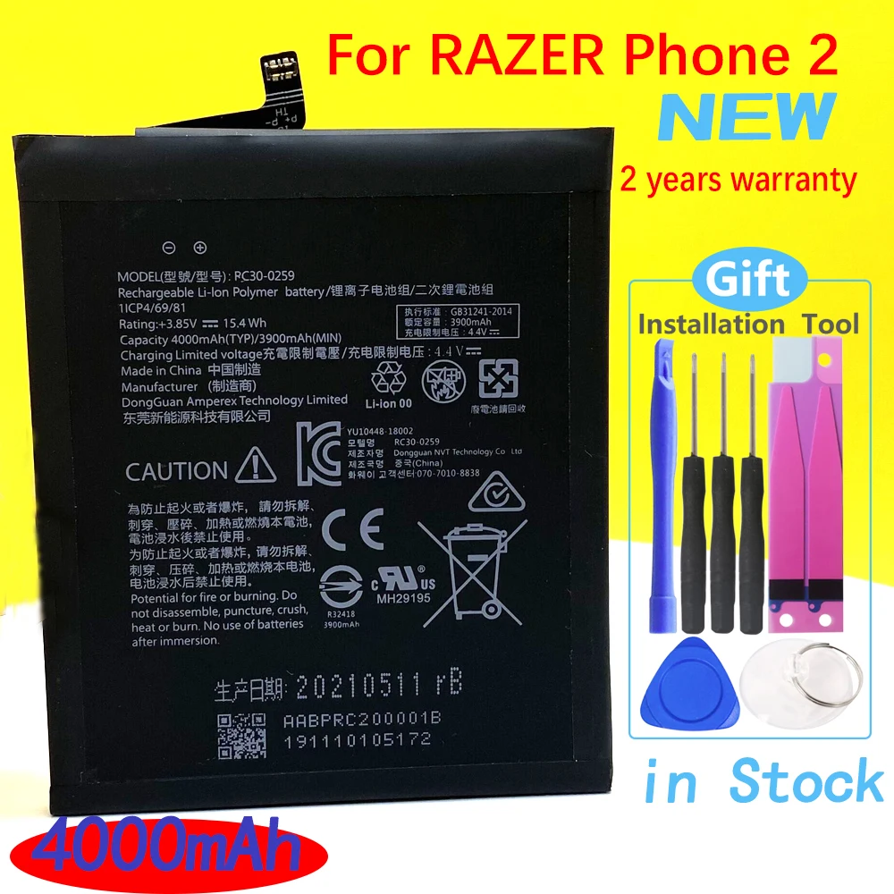 Tanie Wysoka jakość nowość dla telefon Razer 2 RC30-0259 bateria 4000mAh z numerem