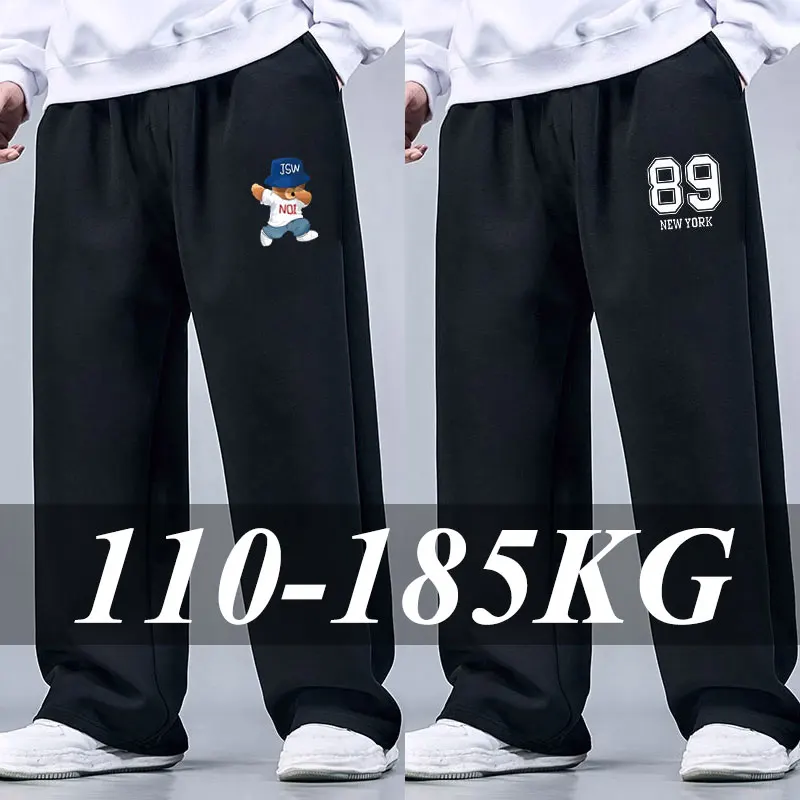Plus Größe Männer Sport Hosen 5XL 6XL 7XL männer Baumwolle Hosen Jogger Sportswear Schwarz Solide Eis Seide Baggy Jogginghose männlichen Hosen