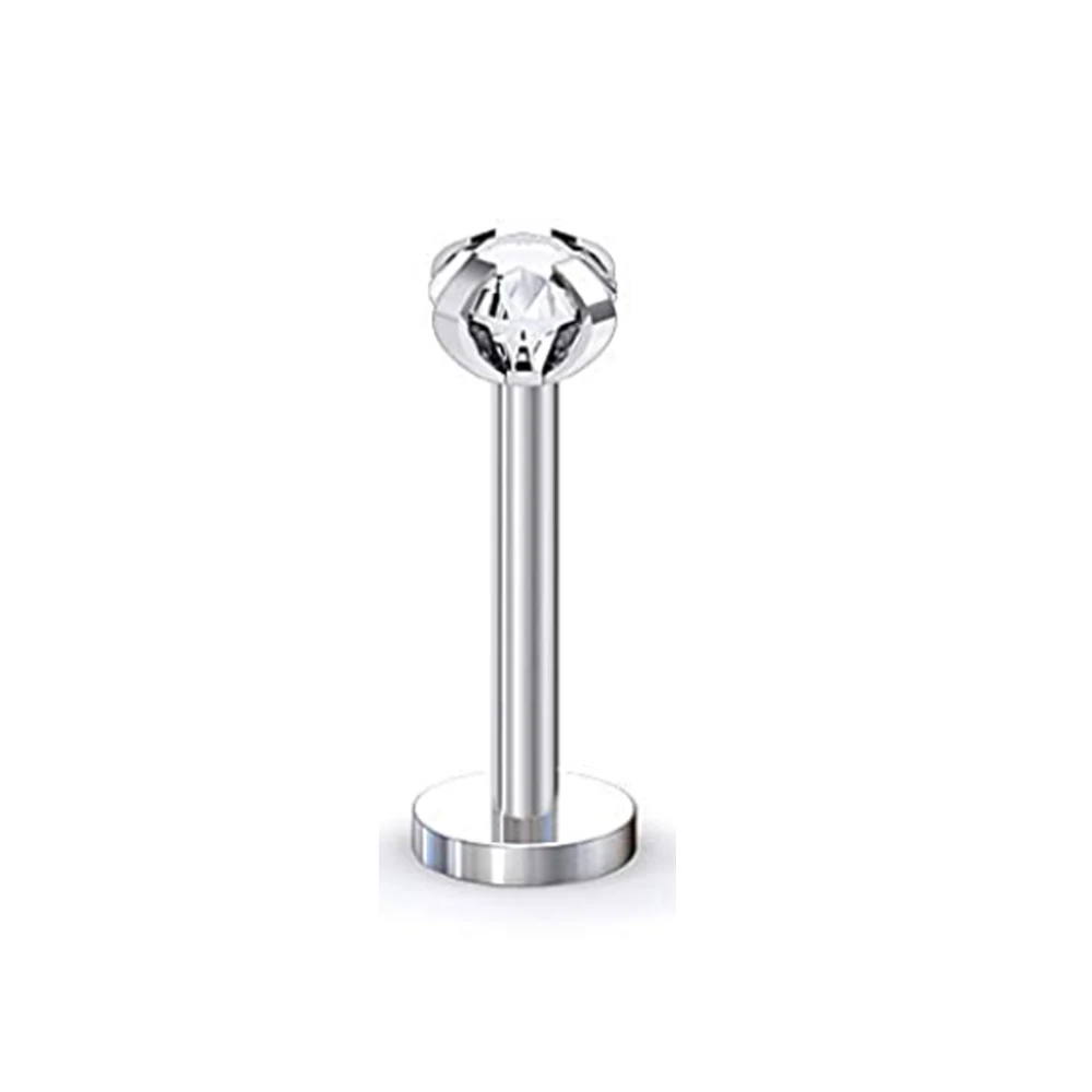 10 Pcs/Lot 16G Stainless Steel Labret Lip Piercing Set CZ Crystal Cartilage Tragus Helix Conch Piercings Jewelry 6/8/10/12MM JKC 
