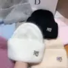Autumn/Winter Rabbit Hair Blend Knit Beanie Hats Thickened Double Fold Cap Men Women Pullover Cap Breathable Korean Style