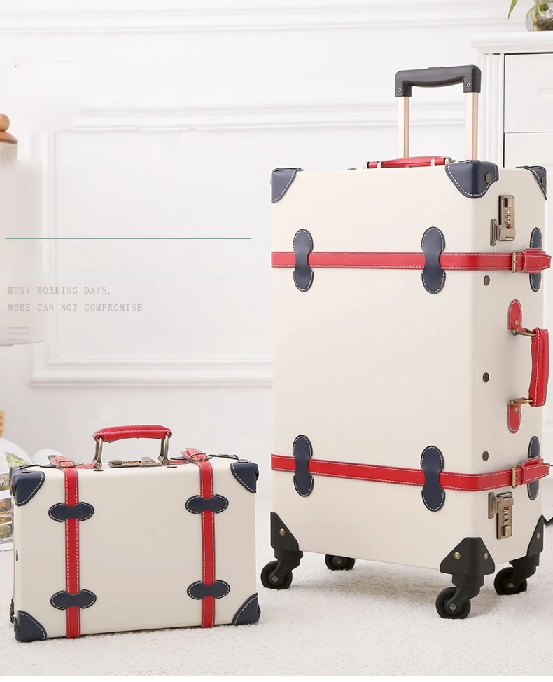 

20-inch PU Leather Rolling Luggage Boarding Password Boxes Retro Luggage