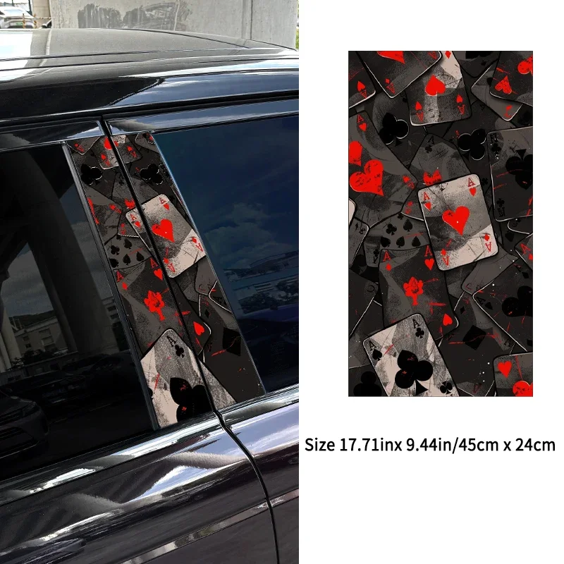 1 pz/2 pz Poker Adesivi Per Auto Divertente FAI DA TE Auto B-pilar Impermeabile Protezione Solare Decorazione Della Copertura Graffi Carta Da Gioco Decalcomanie Del Vinile - immagine 4