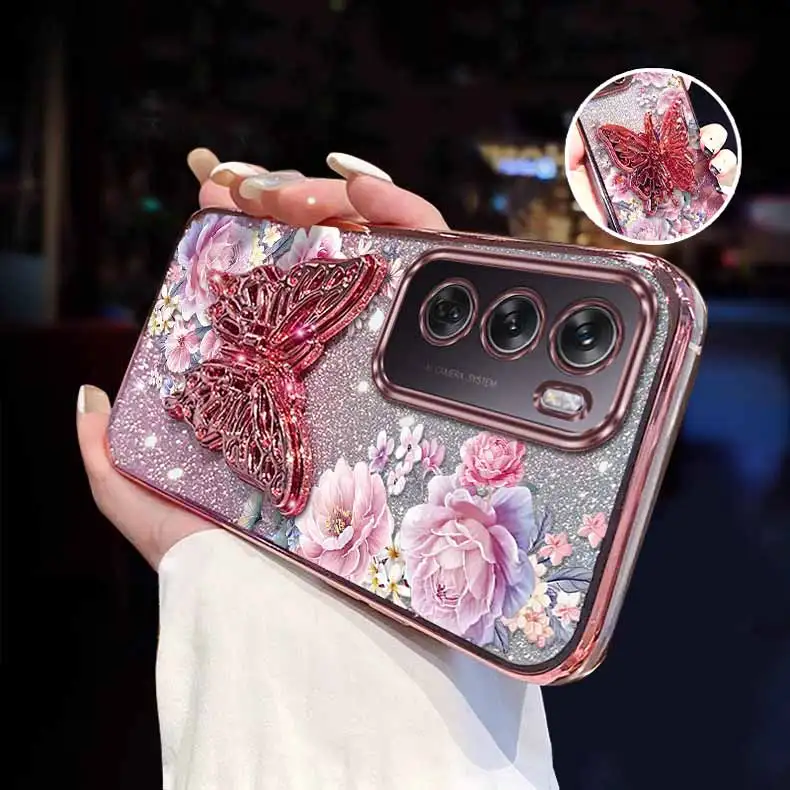 Pink Peonies Plating Bracelet Holder Phone Case