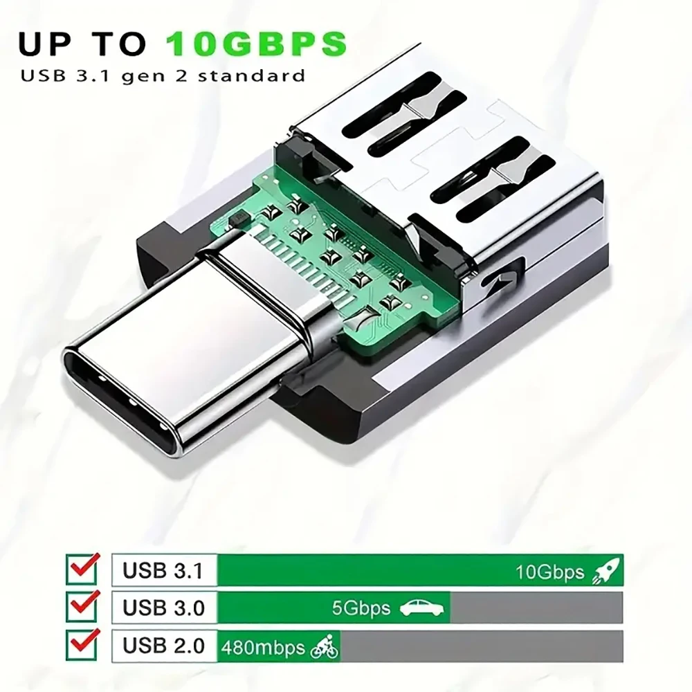 USB To Type C Adapter LED USB 3.0 To Type C OTG To USB C USB-A Micro Type-C Female For Samsung Xiaomi POCO