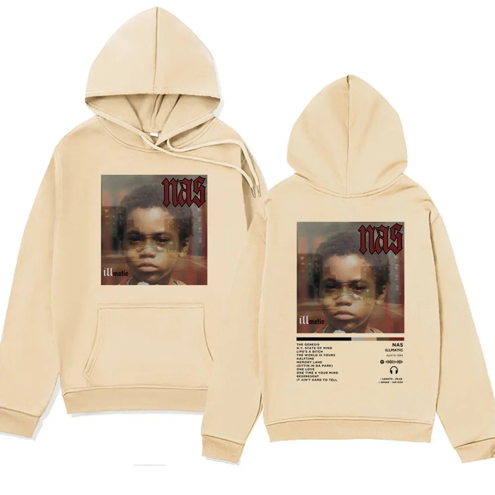 Rapper Nas Illmatic Album Cover Print Hoodie Men Women Clothes Fashion Long Sleeve Sweatshirts Hip Hop Oversized Hoodies Unisex