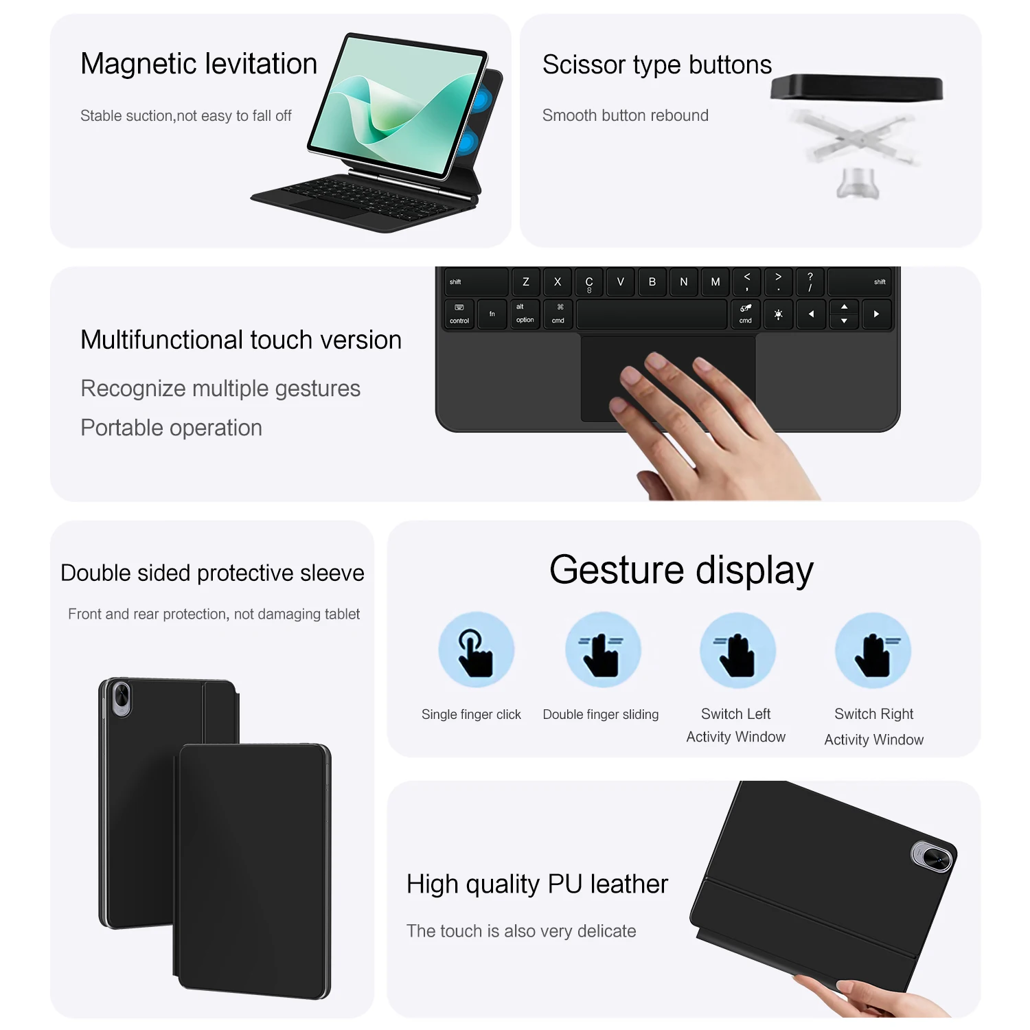 HUWEI Folio Magic Keyboard for Huawei MatePad 11.5 S MatePad 11.5S 11.5" Tablet Case Smart Floating Design Keyboard Cover