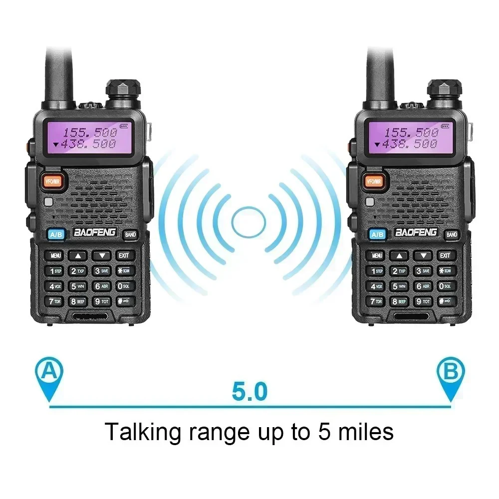 2pcs BAOFENG 5W 8W High Power Dual Band Two Way Radio Long Range Handheld Portable Walkies Talkies For Hunting 4