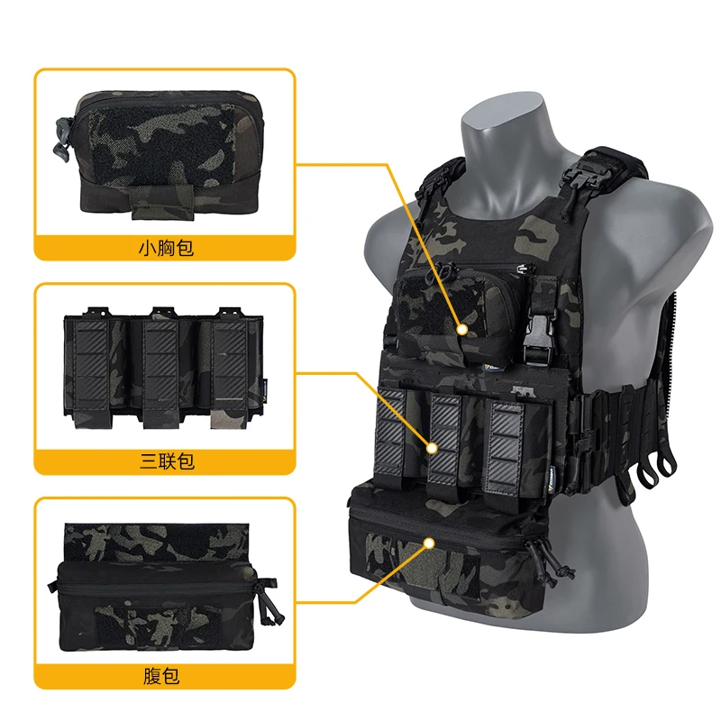 Leichte taktische Weste Set Drop Lower Belly Bag Triple Mag Pouch Jagd Brust Mag Admin Bag – Detail 3