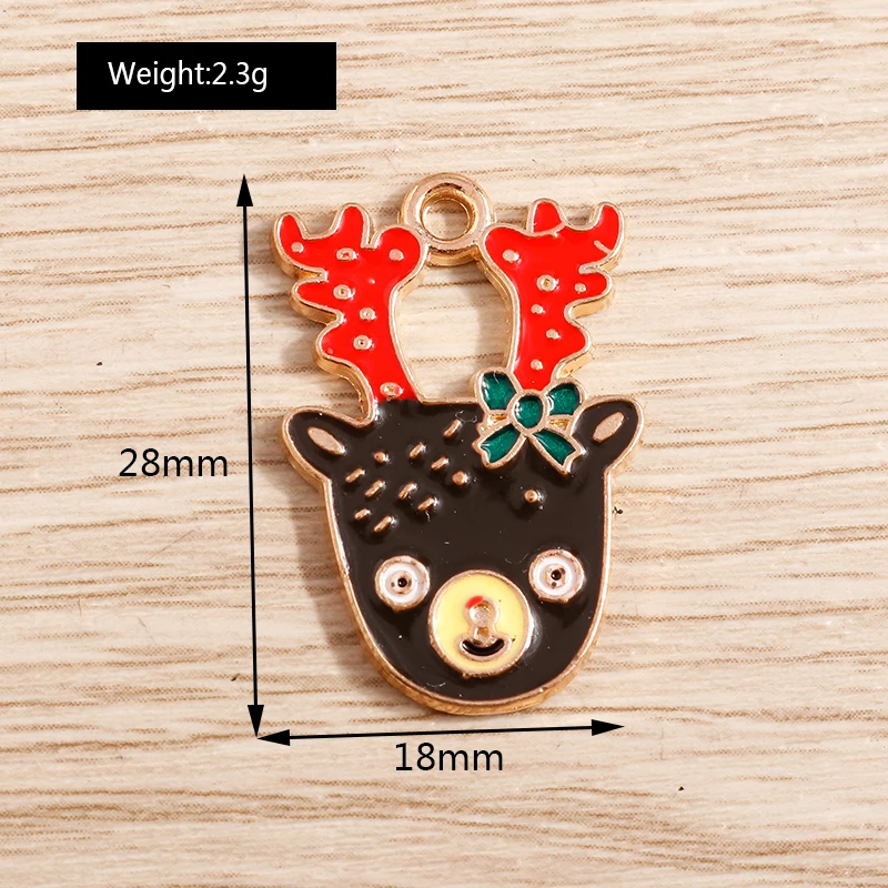 10 stücke Cartoon Emaille Weihnachten Hirsch Elch Geweih Charms Anhänger für Schmuck machen Neujahr Ohrringe Halsketten DIY Handwerk liefern – Detail 4