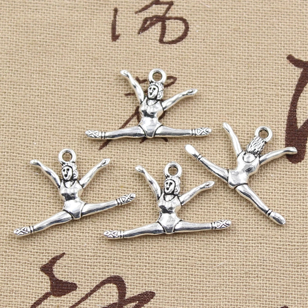 12pcs Charms Gymnastics Gymnast Sporter 22x16mm Antique Silver Color Pendants Making DIY Handmade Tibetan Finding Jewelry