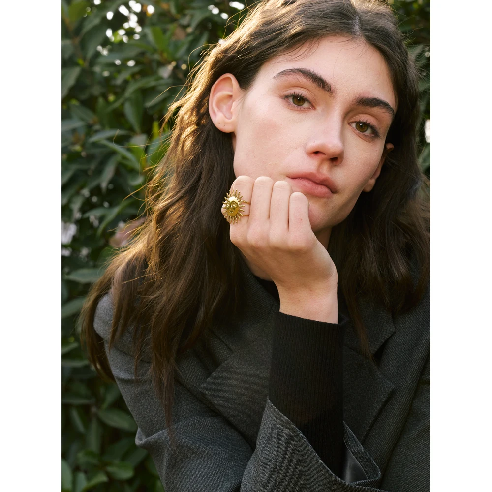 Yhpup Metal Ring 18K Golden Plated Adjustable