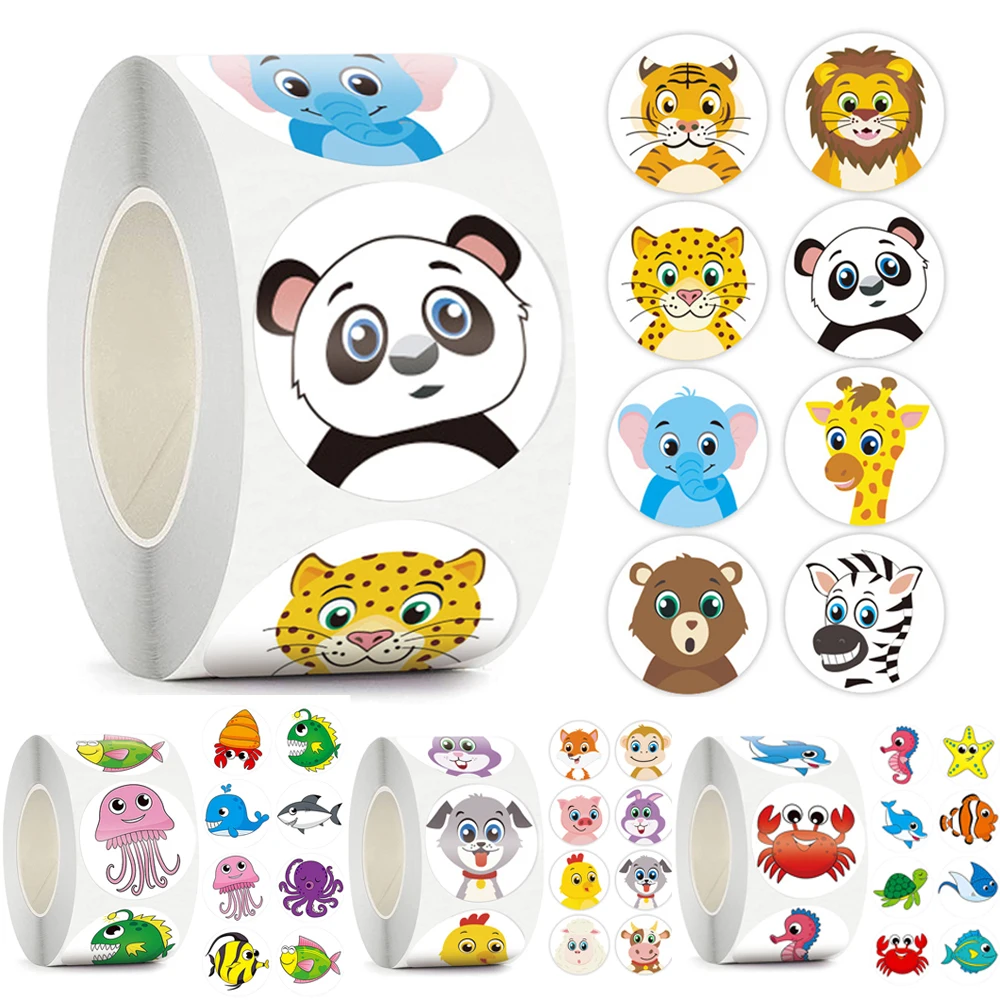 

100-500pcs Cute Animal Reward Sticker for Kids School Teacher Classroom Supplies Kawaii Motivational Children Sticker Stationery
