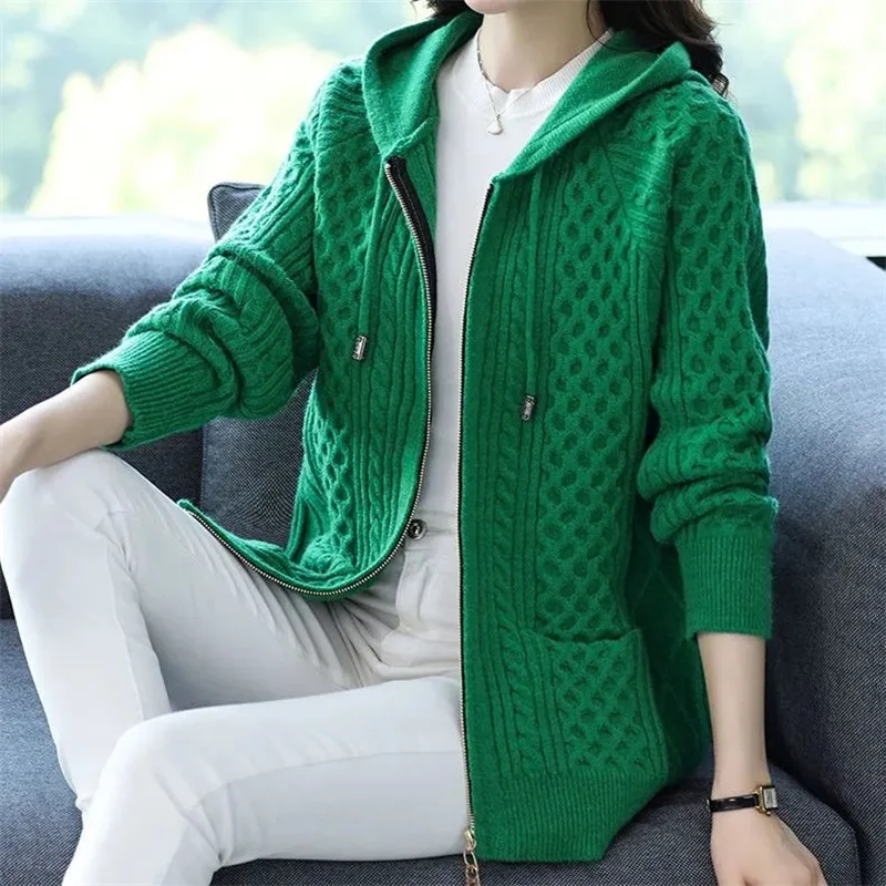Double Zipper Twist Sweater Jacket Autumn And Winter 2023 New Korean U2013 Negative Apparel