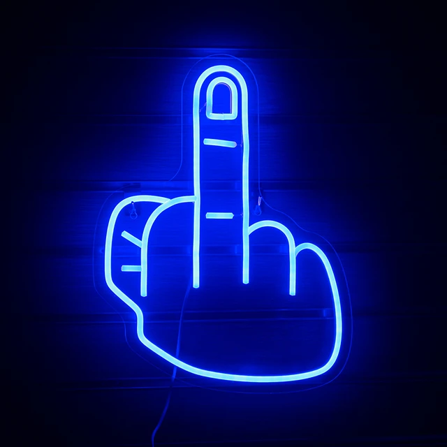 Mittelfinger Leuchtmotiv aus LED Neon