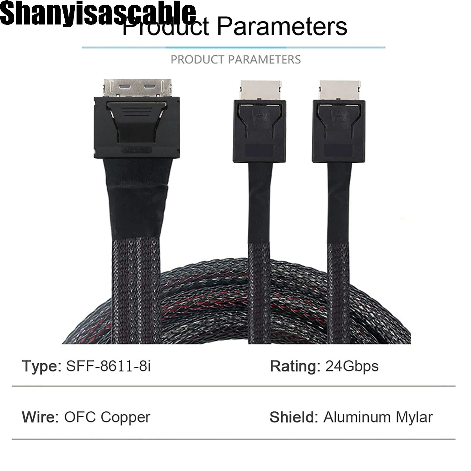 PCIE Oculink SAS ���̺� SFF-8611, ���� ����Ϳ�, 8I  2X, 2 SFF-8611, 4I, 1M