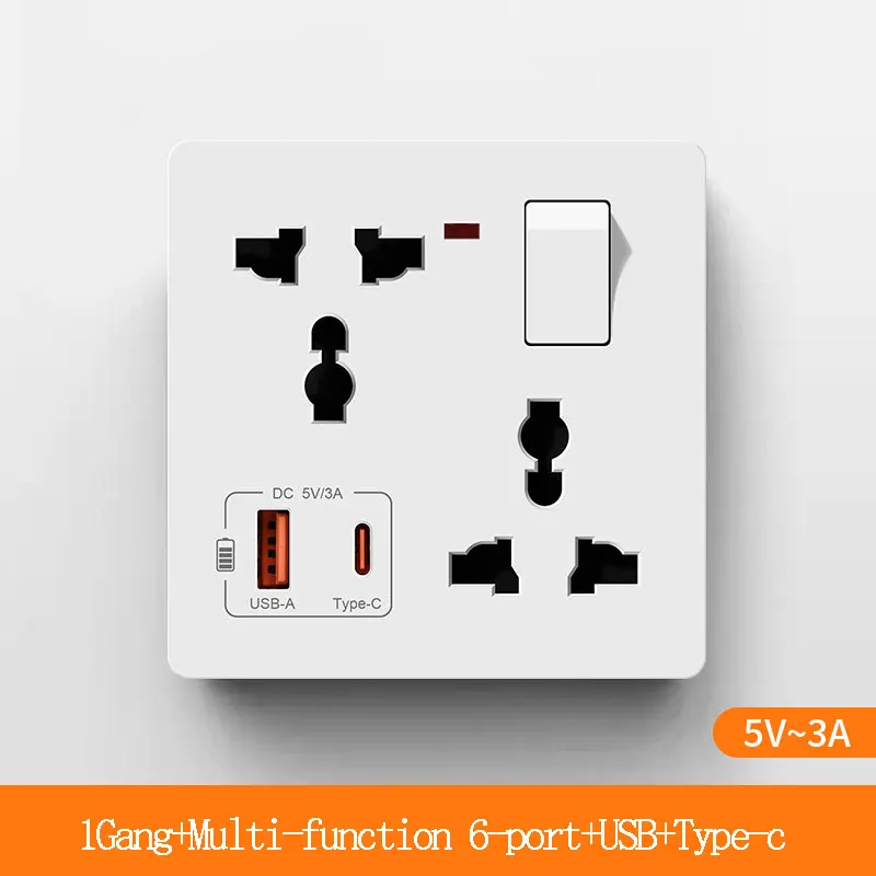 مقبس متعدد الوظائف 1 عصابة 6 بستة فتحات مع شحن USB...