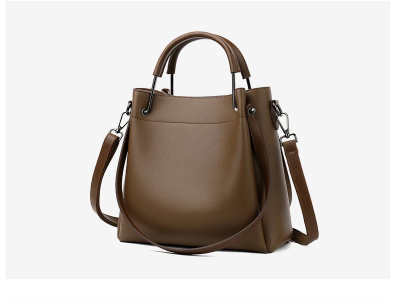 Damen-Handtasche, PU-Leder, Einkaufstasche, Umhängetasche, modische Tasche, stilvoller Griff oben, Schwarz, Braun, Farbe, vielseitige Tagestasche – Detail 11